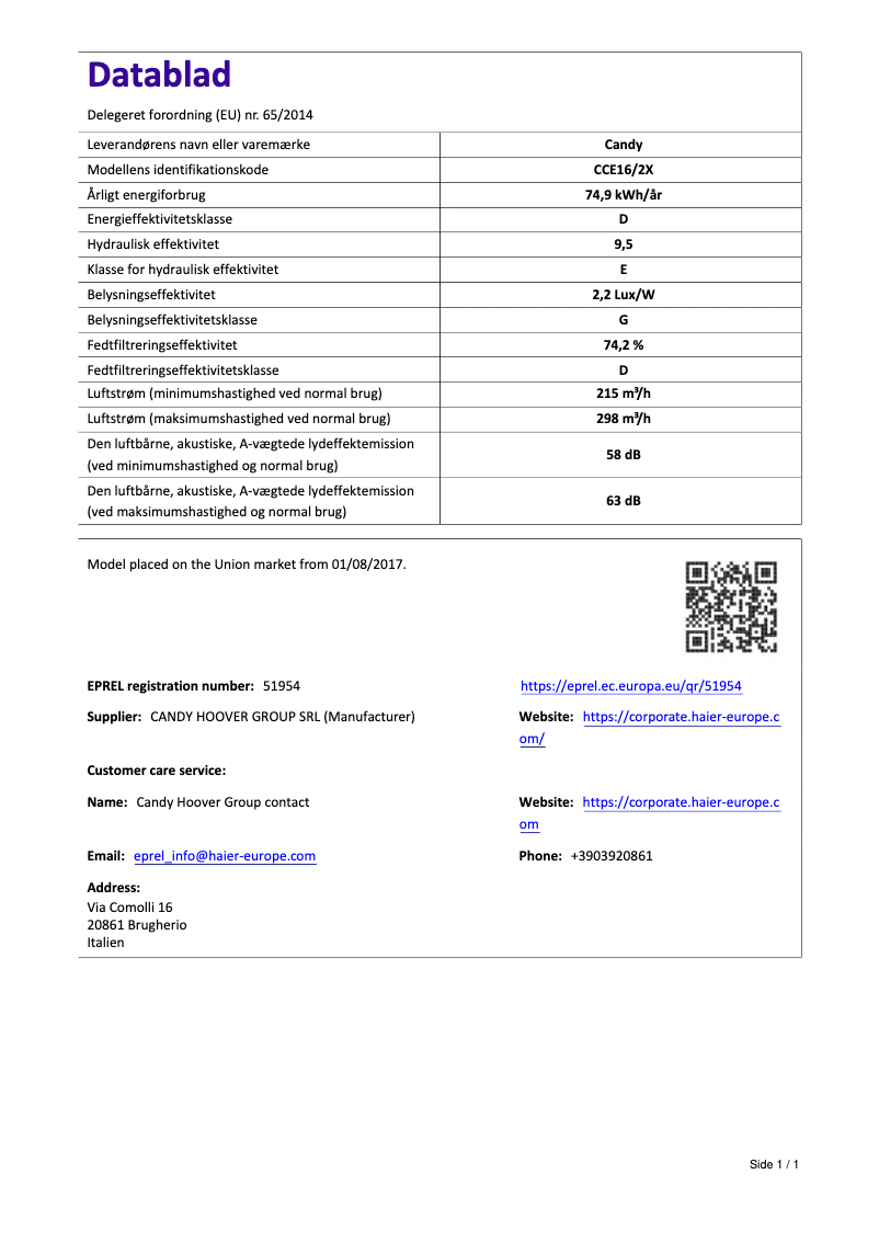 First page image of the manual for CCE16/2X