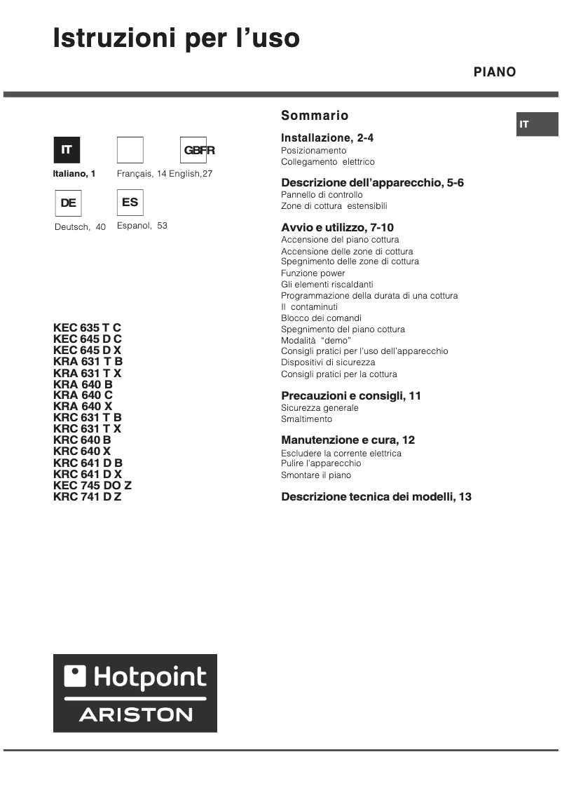 First page image of the manual for KEC 635 T C