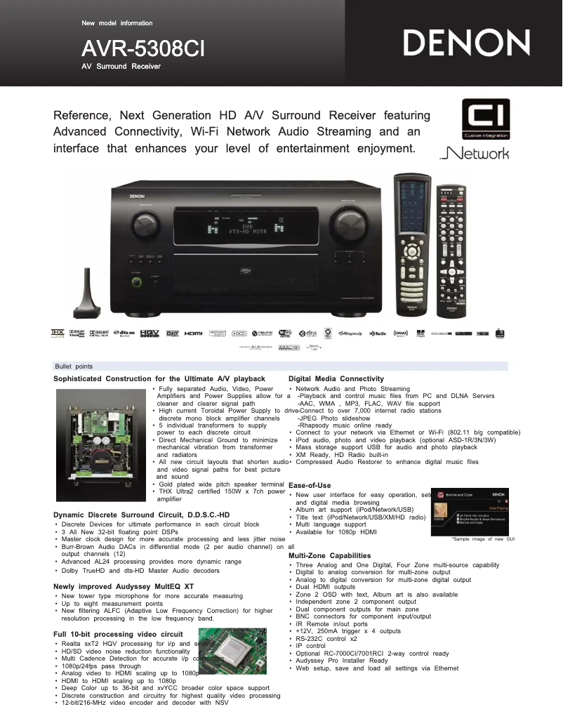 First page image of the manual for AVR-5308CI