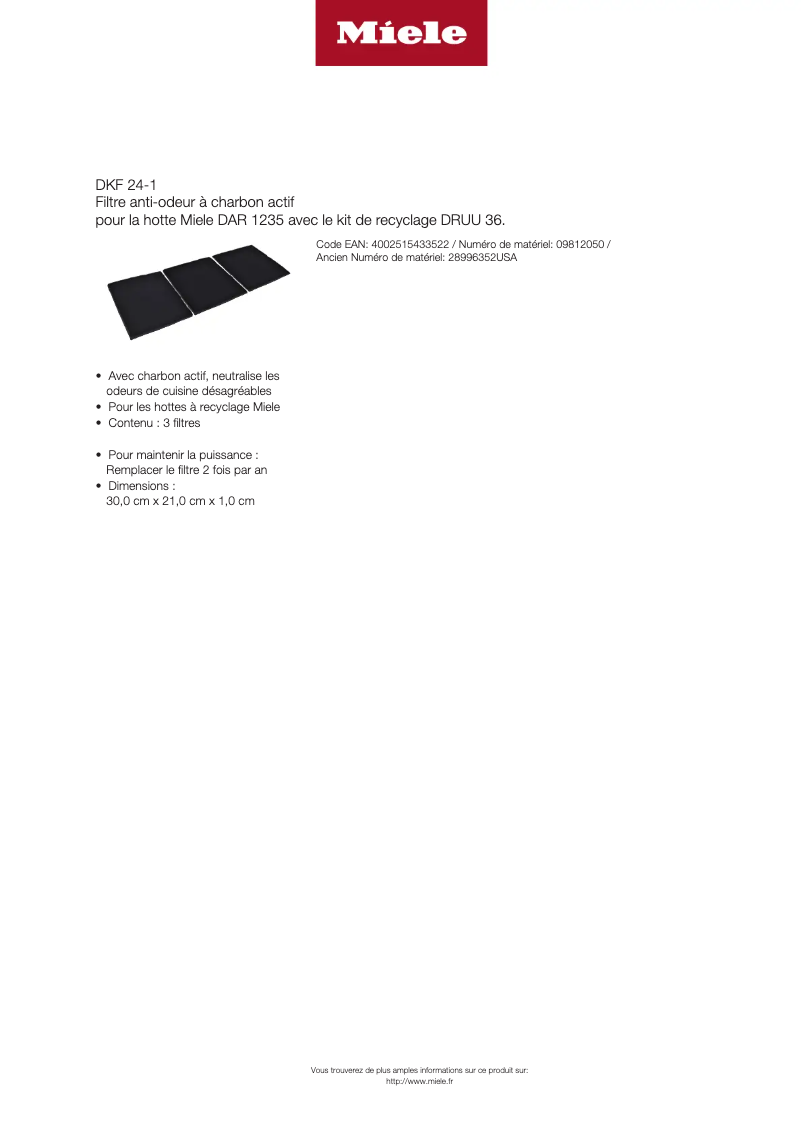 Page 1 of the manual User Manual Miele DKF 24-1