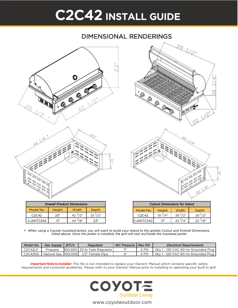 Page 1 of the manual Quick Start Guide Coyote C2C42NG