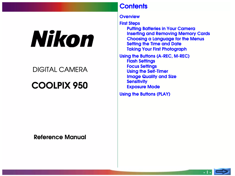 Page 1 of the manual User Manual Nikon Coolpix 950