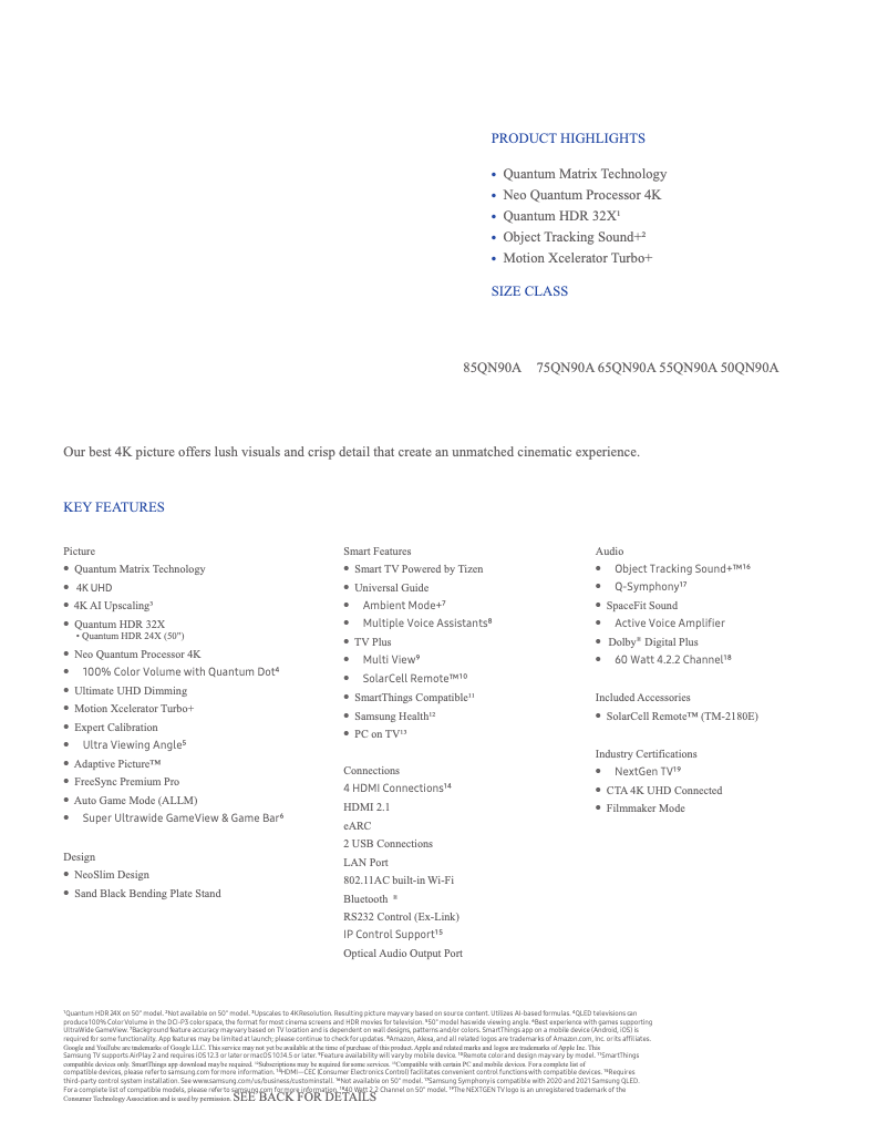 First page image of the manual for QN55QN90A