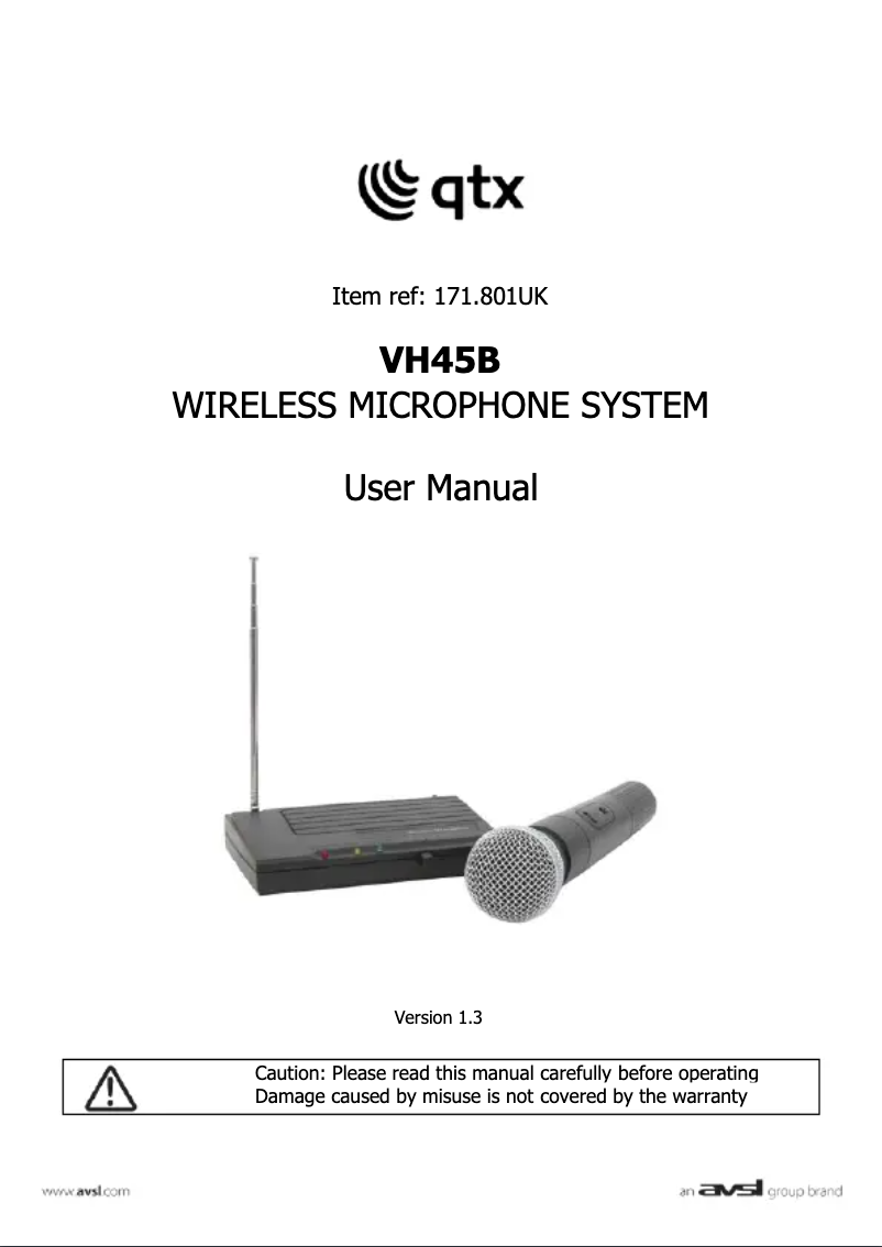 First page image of the manual for VH45B