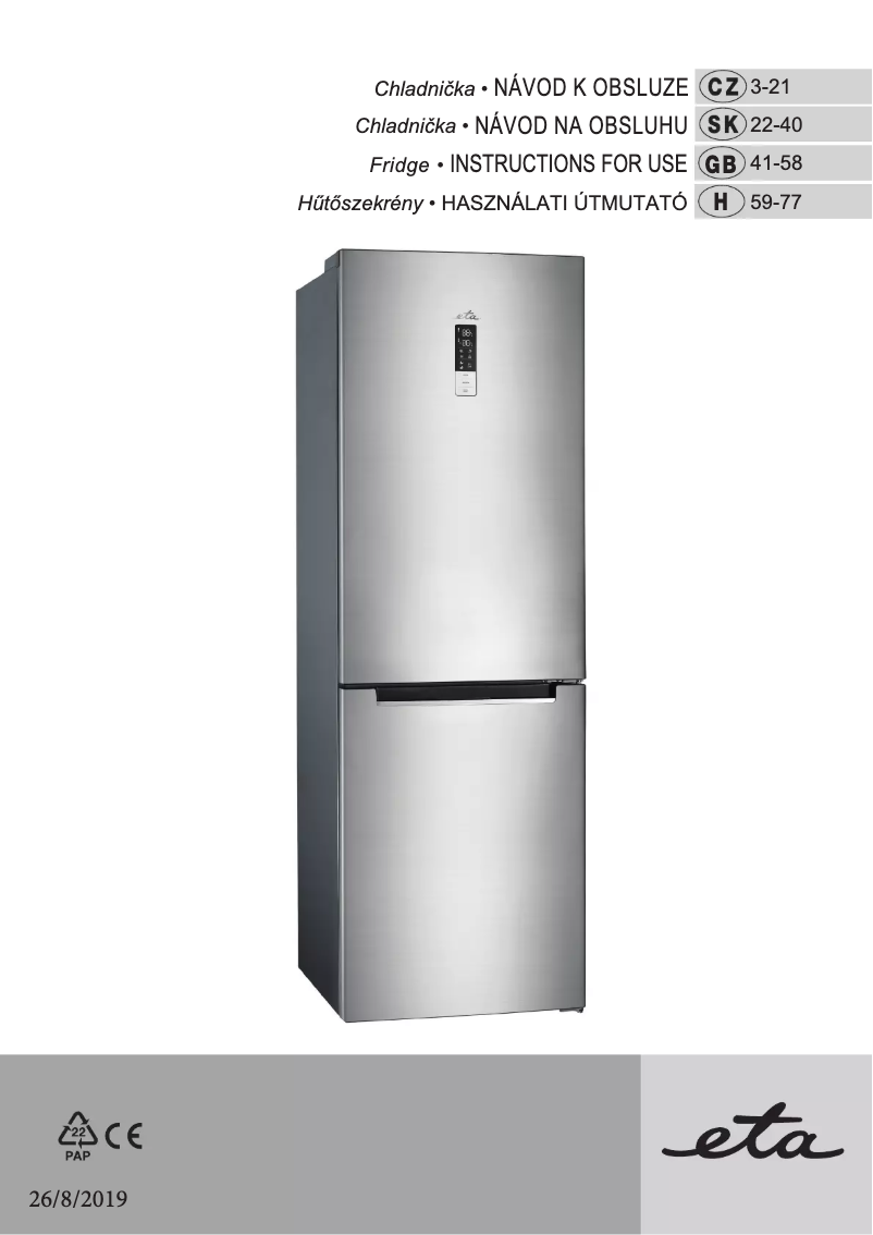 Page 1 of the manual User Manual Eta 235590000