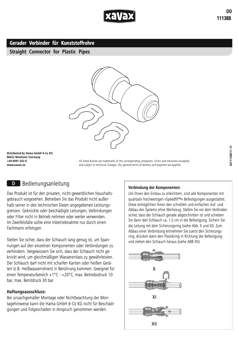 First page image of the manual for 00111388