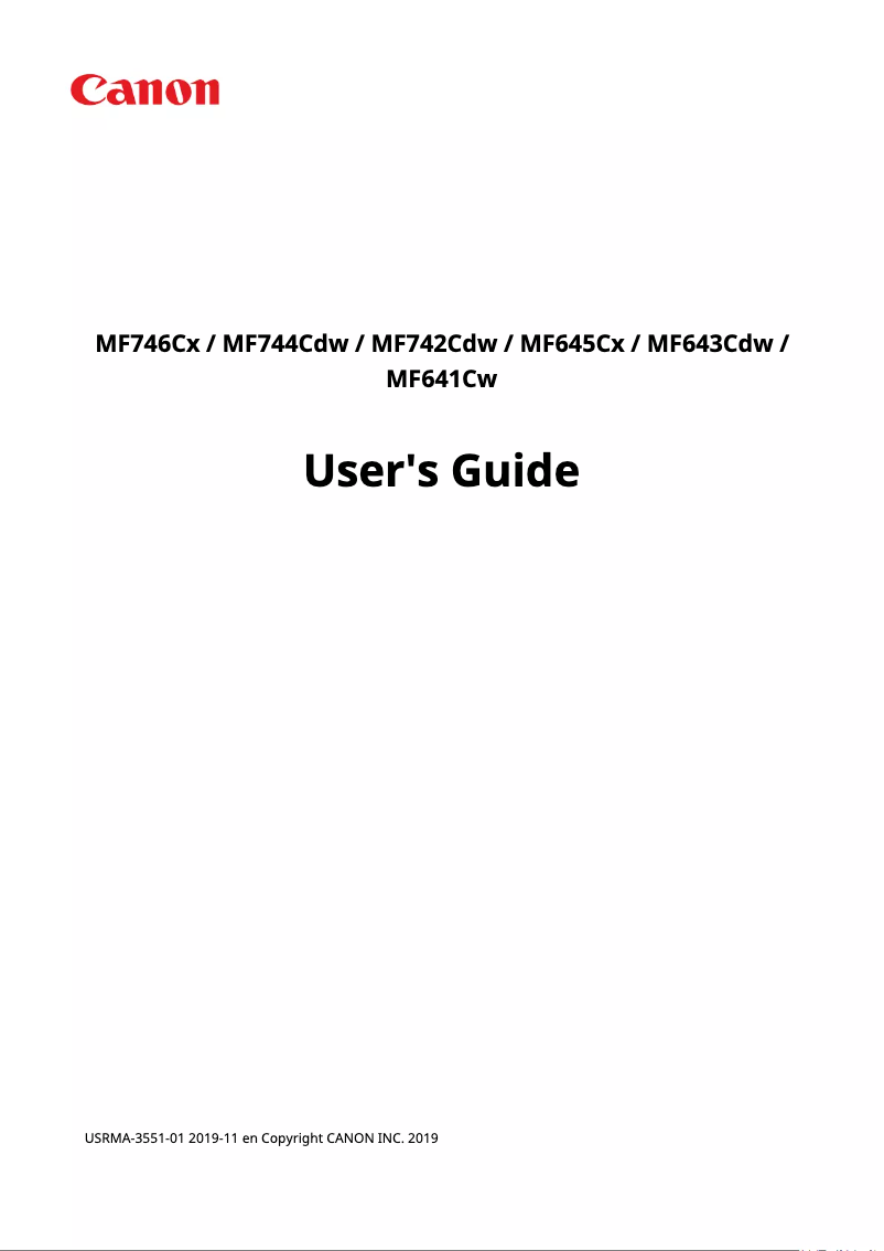 First page image of the manual for i-Sensys MF744Cdw