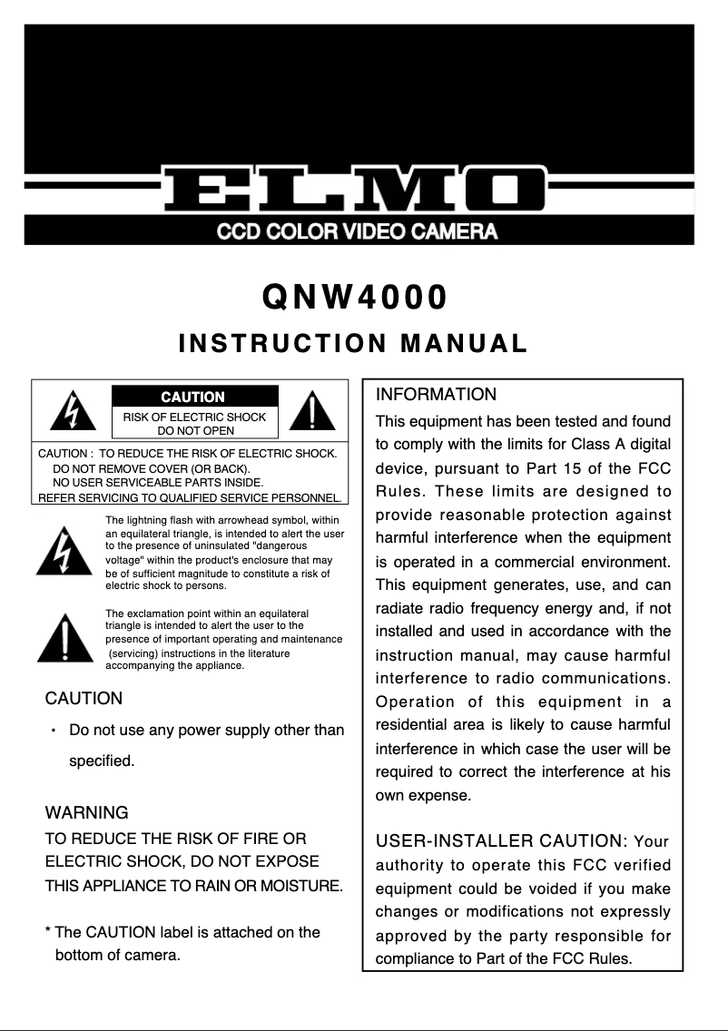 First page image of the manual for QNW4000