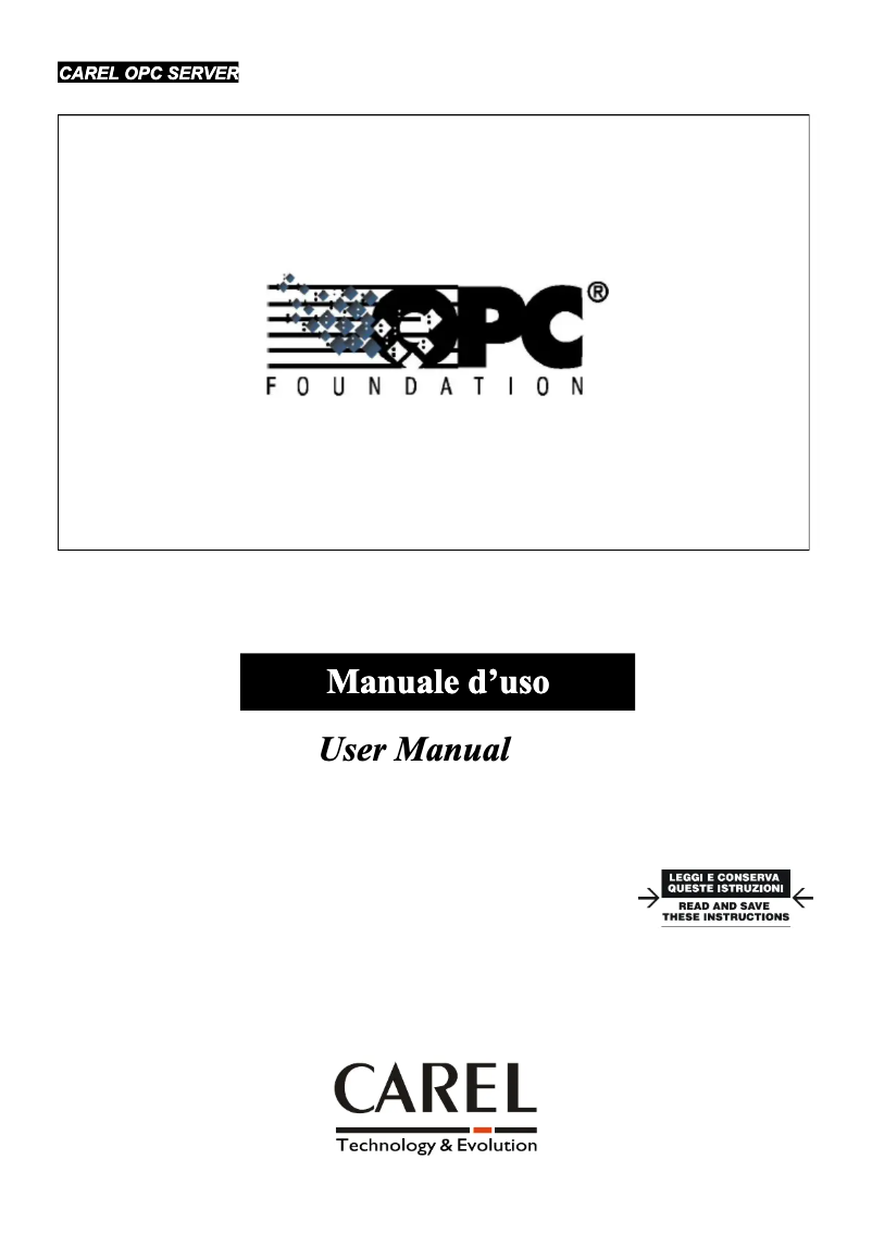 Page 1 of the manual User Manual Carel RS485