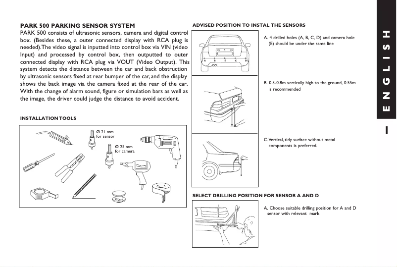 First page image of the manual for PARK 500