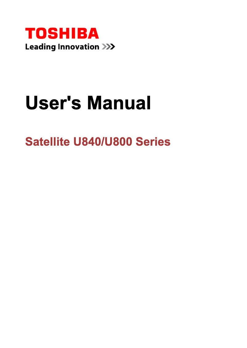 Page 1 of the manual User Manual Toshiba Satellite U840