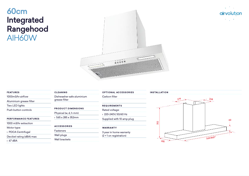Page 1 of the manual Technical Sheet Airvolution ARGC90BTS
