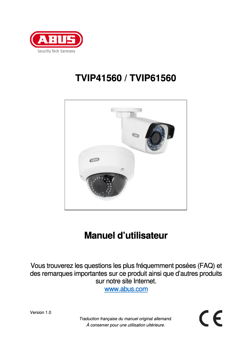 Page 1 of the manual User Manual Abus TVIP41560