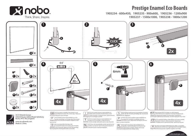 Page 1 of the manual User Manual Nobo Prestige Eco