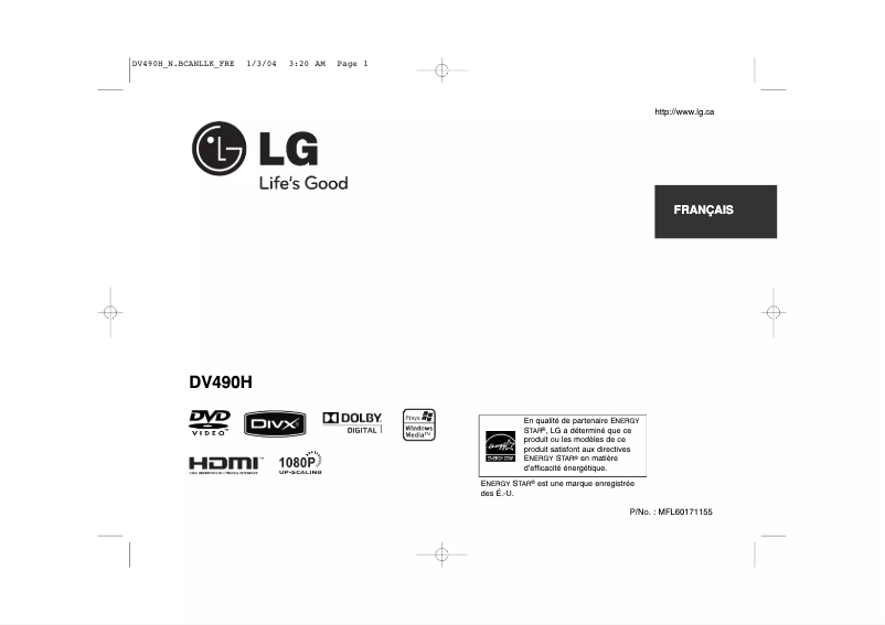 Page 1 of the manual User Manual LG DV490H