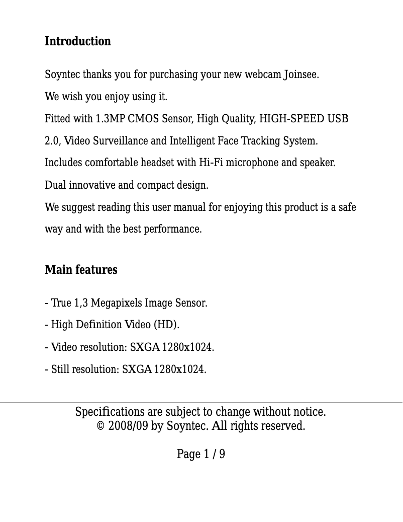 Image de la première page du manuel de l'appareil Joinsee 450