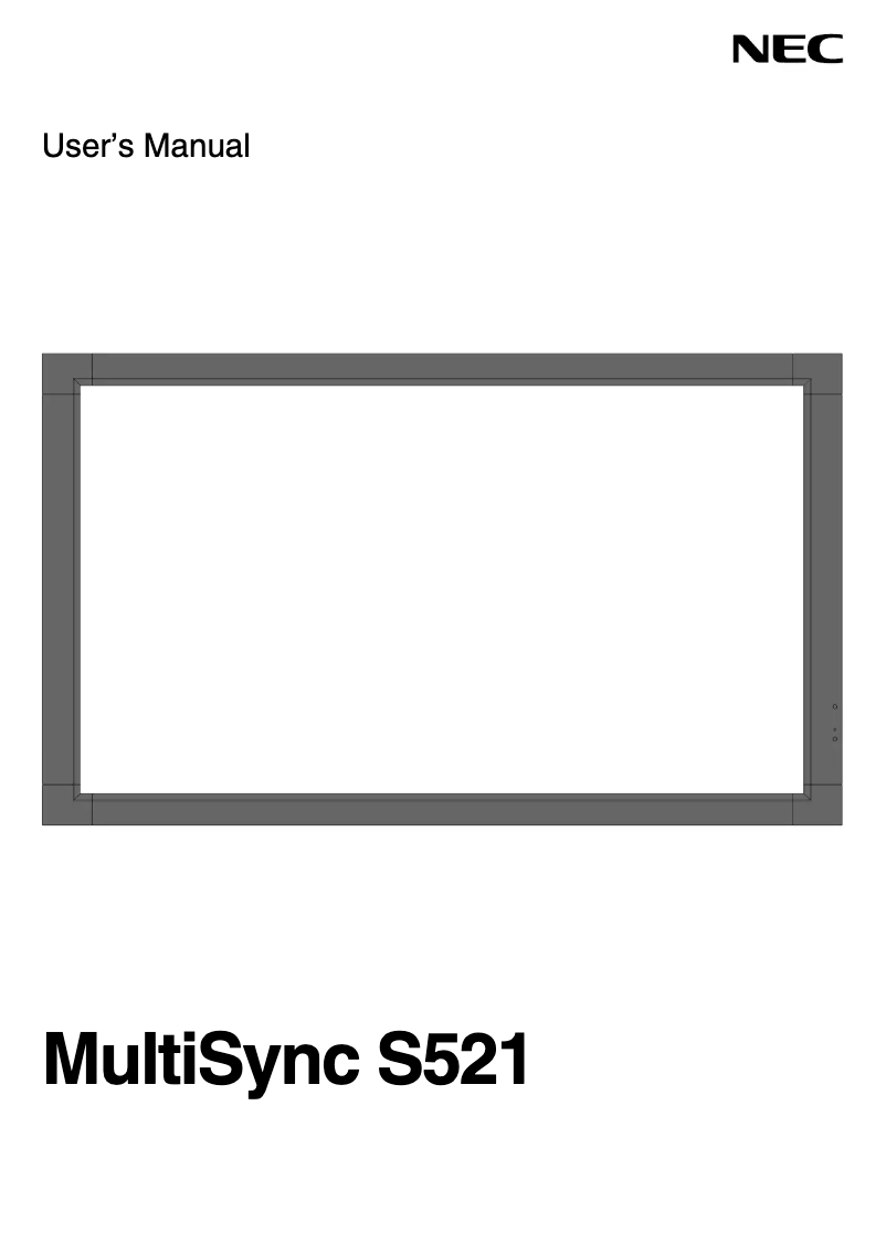 Page 1 of the manual User Manual NEC MultiSync S521