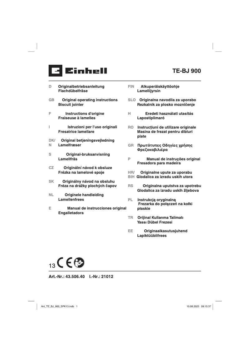 First page image of the manual for TE-BJ 900