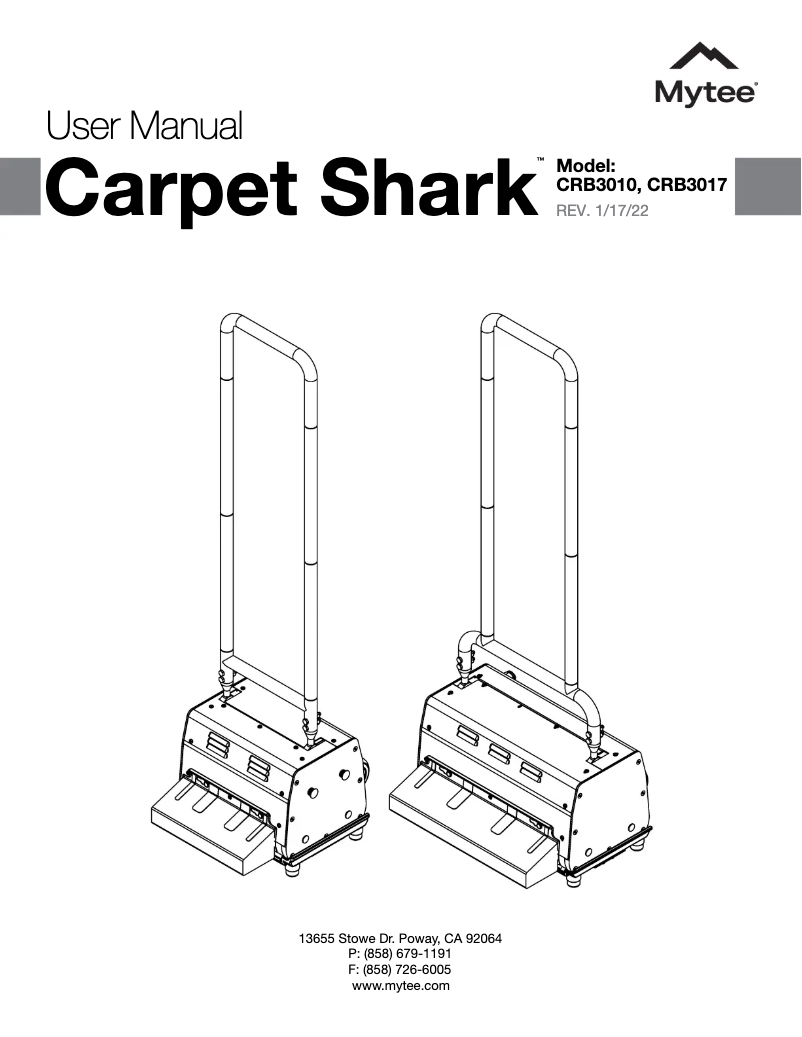 Page 1 of the manual User Manual Mytee Carpet Shark CRB3010