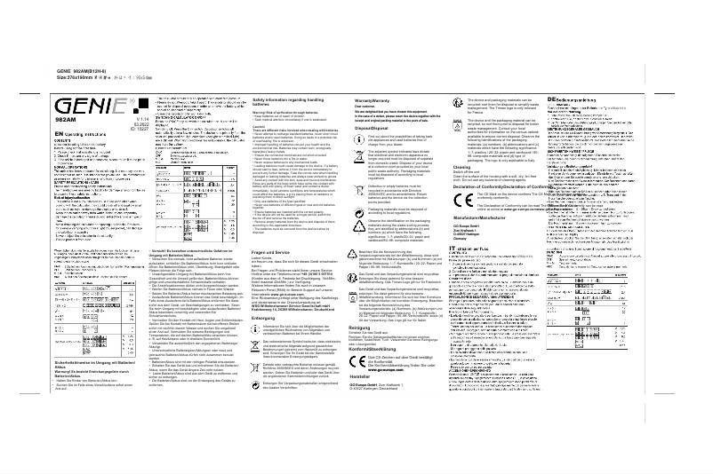 First page image of the manual for 982 AM