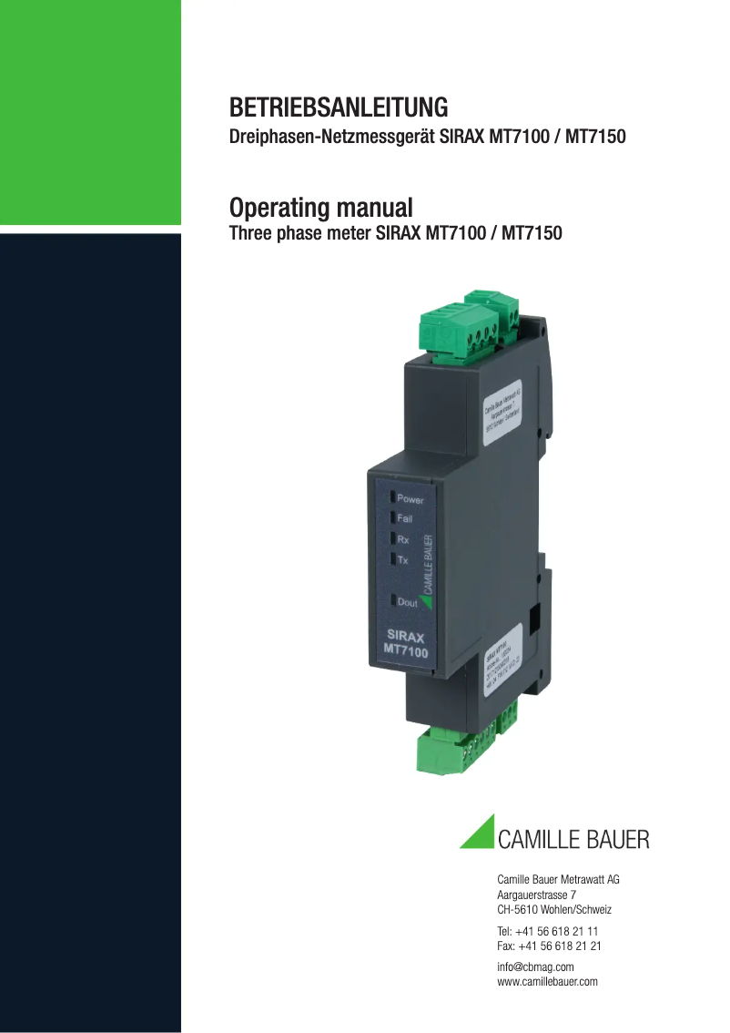 First page image of the manual for SIRAX MT7150