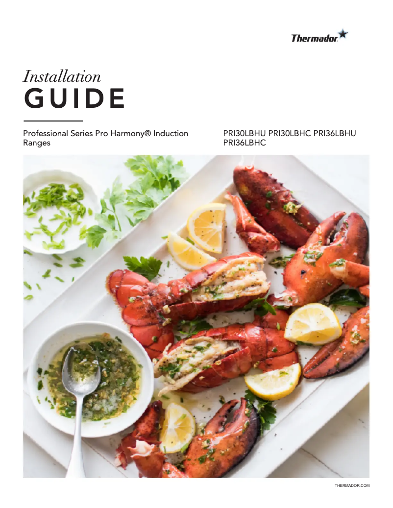 Page 1 of the manual Installation Guide Thermador PRI30LBHU