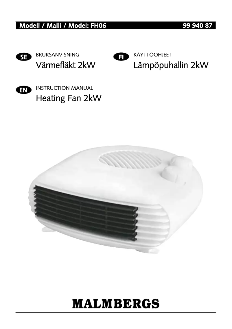 Page 1 of the manual User Manual Malmbergs FH06