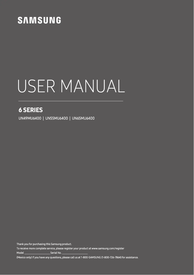 Page 1 of the manual User Manual Samsung UN55MU6400F
