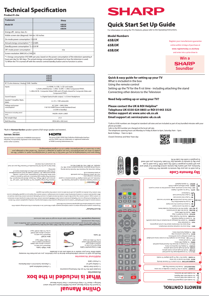 First page image of the manual for 65BJ5K