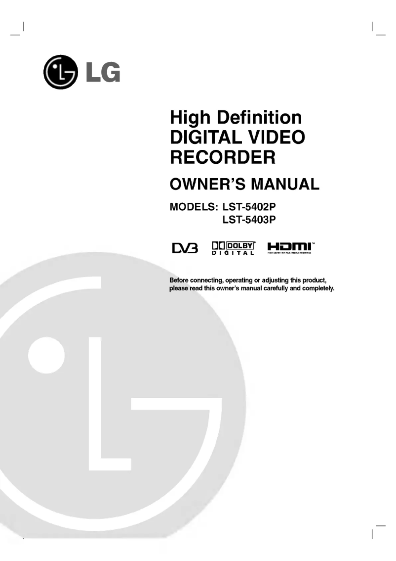 First page image of the manual for LST-5403P