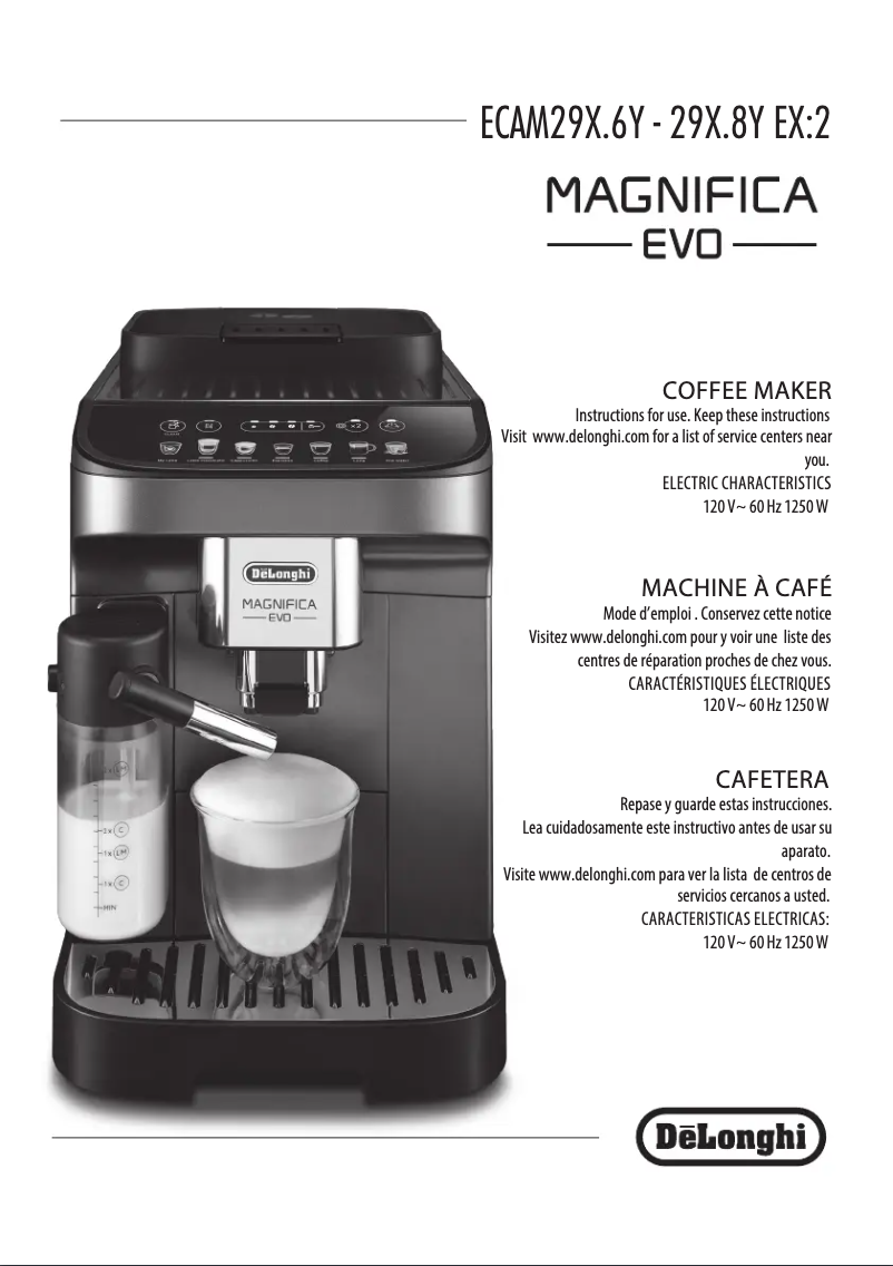 First page image of the manual for Magnifica Evo ECAM290.83.TB
