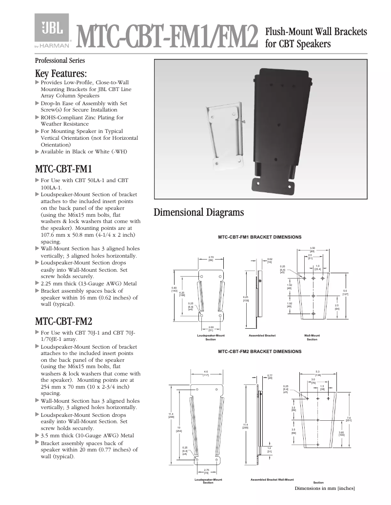 Page 1 of the manual Installation Guide JBL CBT 50LA