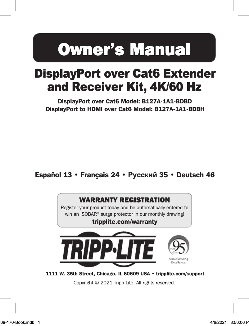 Page 1 of the manual User Manual Tripp Lite B127A-1A1-BDBH