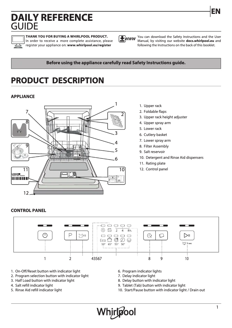 First page image of the manual for WFE 2B19 X UK N