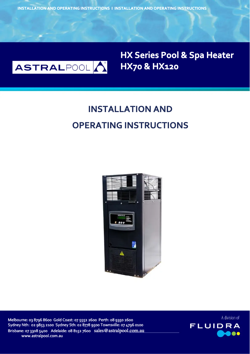 First page image of the manual for HX 70