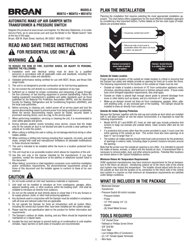 First page image of the manual for MD8TU