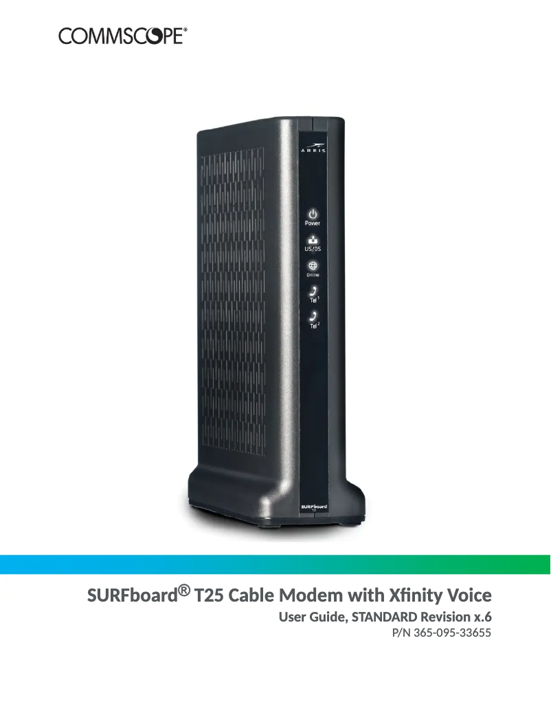 First page image of the manual for SURFboard T25