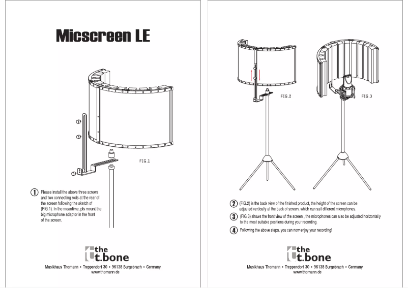 Page 1 of the manual User Manual the t.bone Micscreen LE