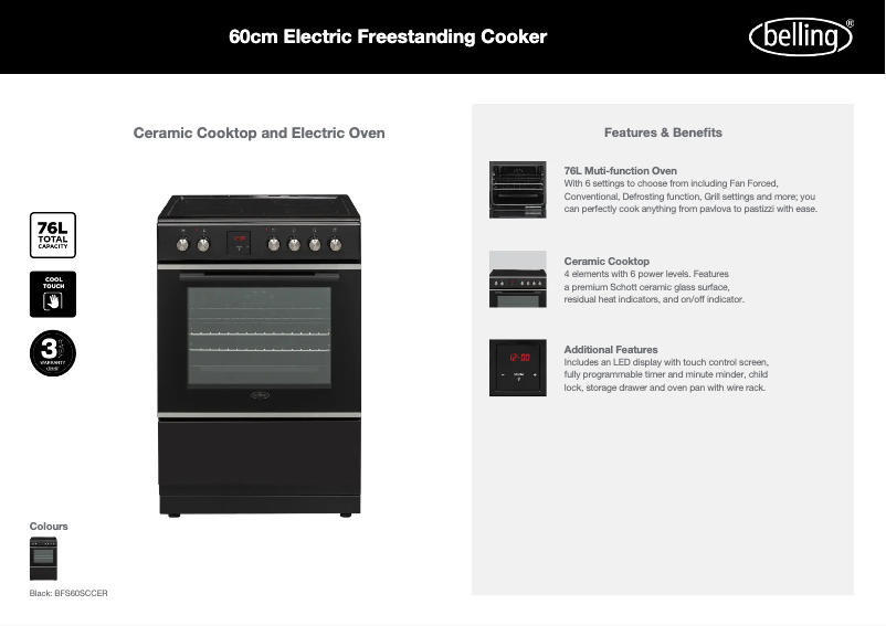 First page image of the manual for BFS60SCCER