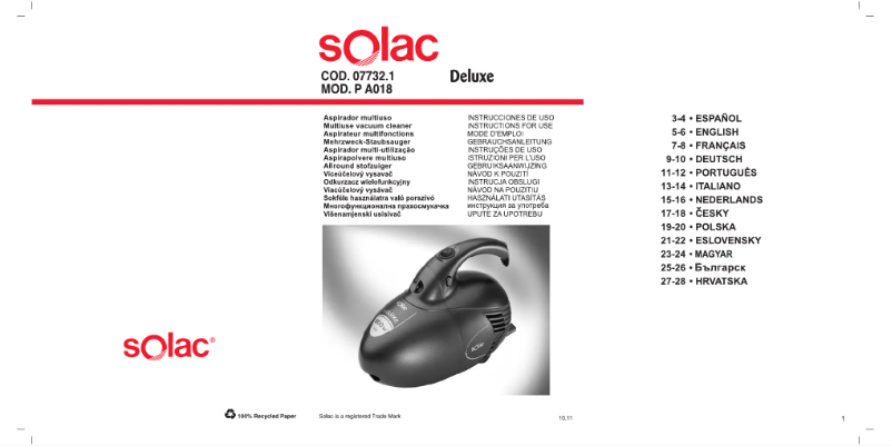 Page 1 of the manual User Manual Solac A018