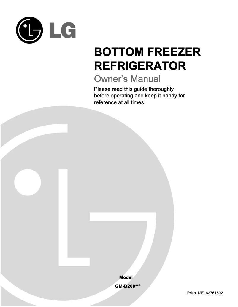 First page image of the manual for GM-B208WVS