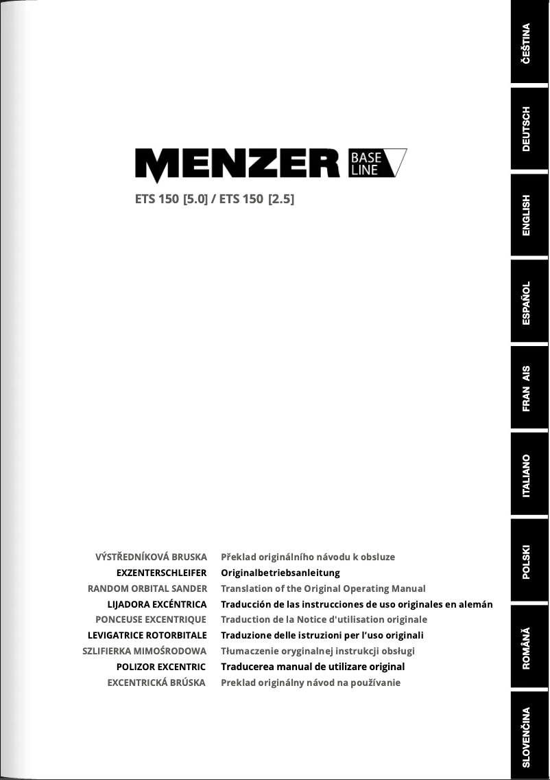 Page 1 of the manual User Manual MENZER ETS 150
