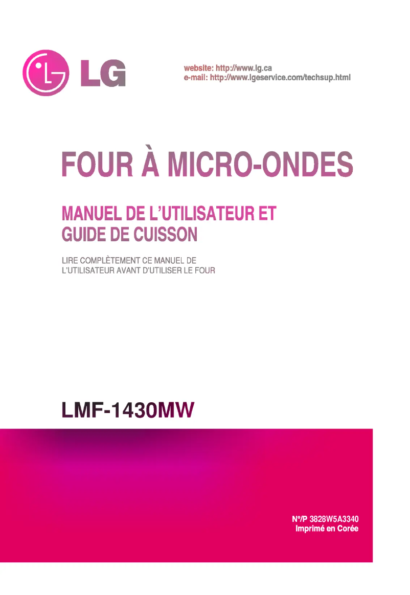 First page image of the manual for LMF-1430MW