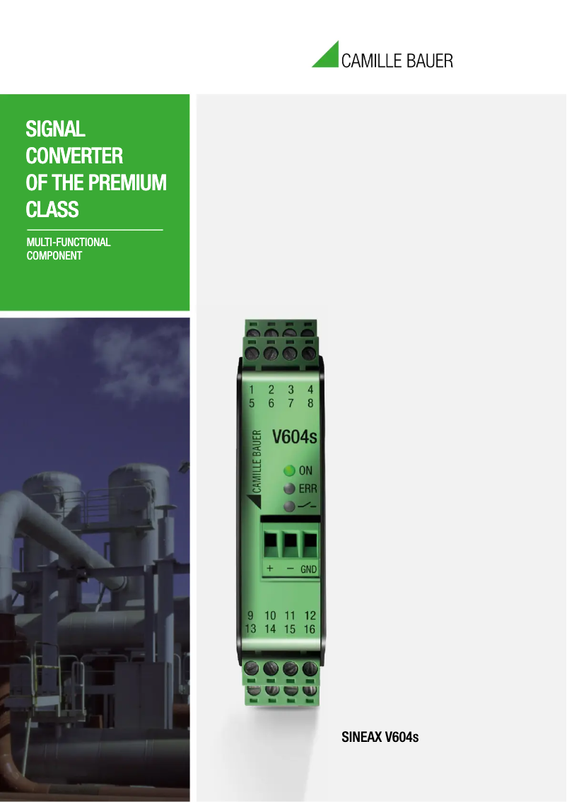 Page 1 of the manual Brochure Camille Bauer Sineax V604s