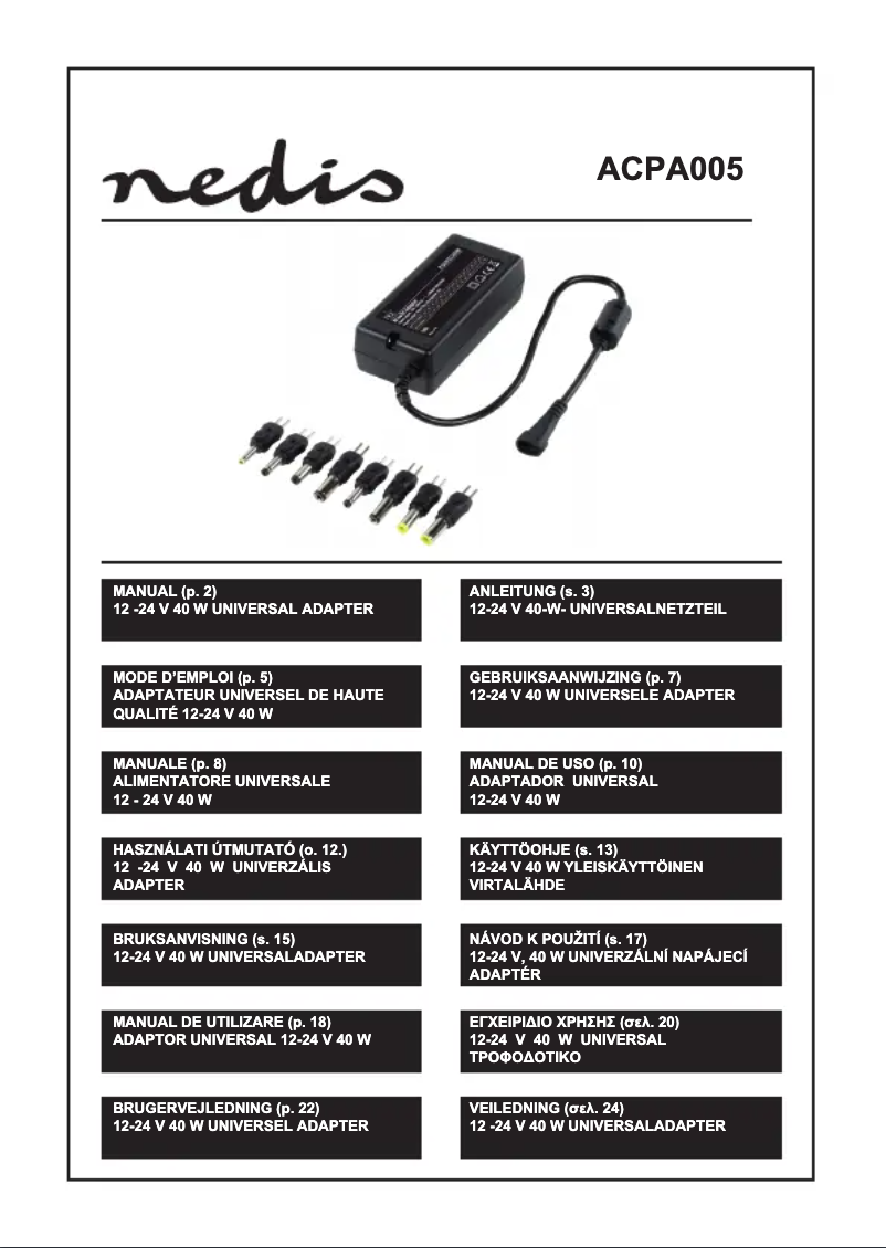 First page image of the manual for ACPA005