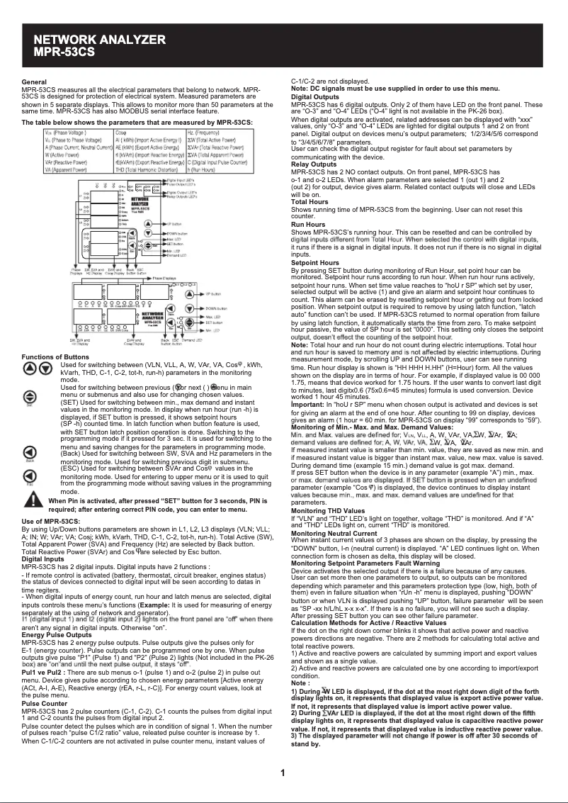 Page 1 of the manual User Manual ENTES MPR-53CS-OG-DIN