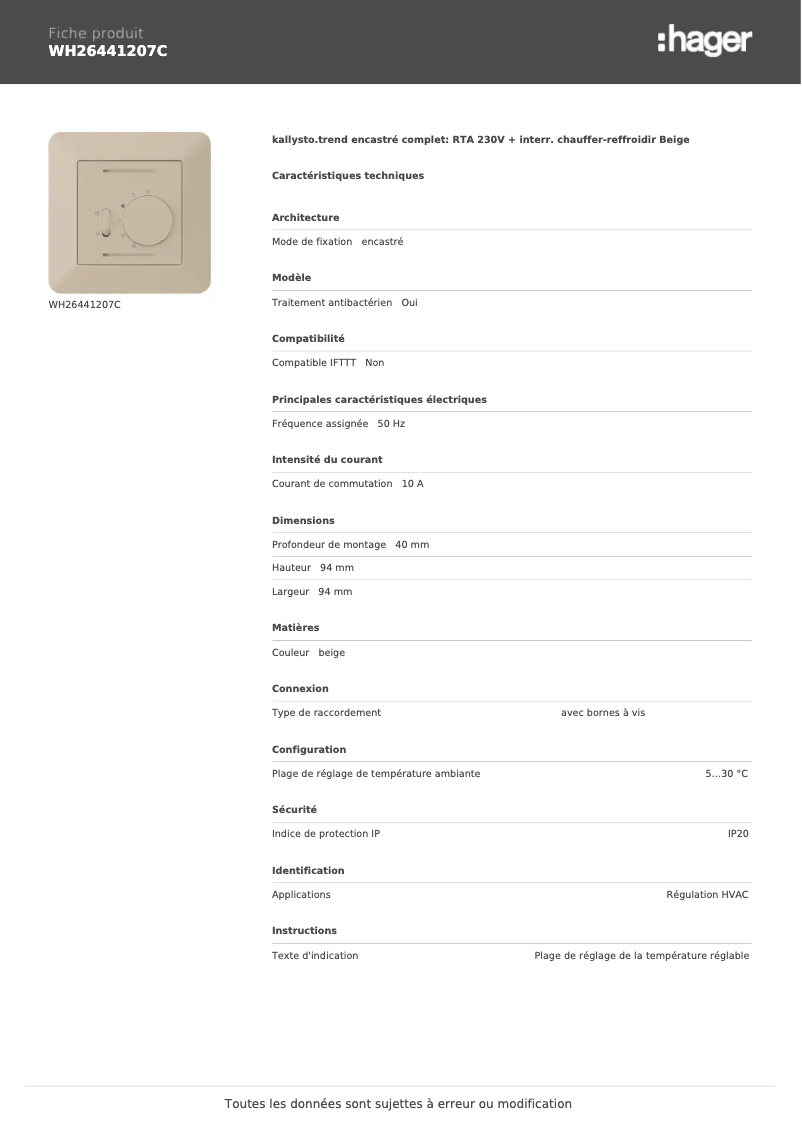 First page image of the manual for WH26441207C