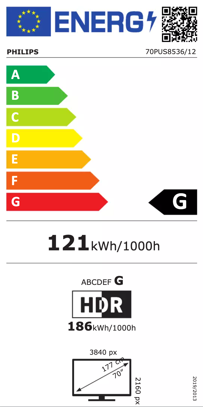 Page 1 of the manual Energy Label Philips 70PUS8536
