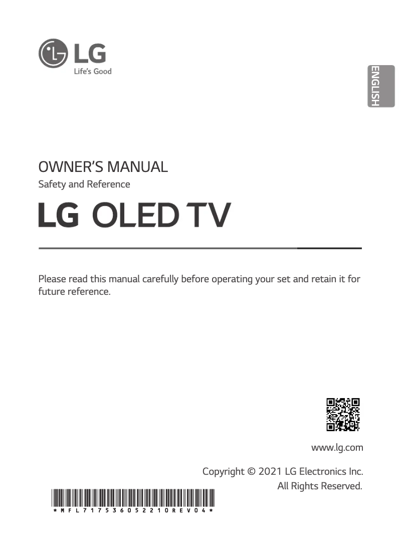 First page image of the manual for OLED65G16LA