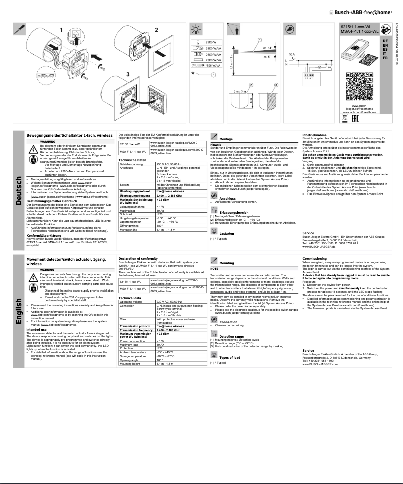 Page 1 of the manual User Manual Busch-Jaeger 2CKA006200A0065